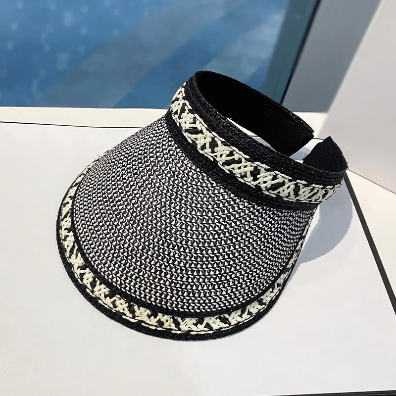 women's simple style solid color big eaves sun hat