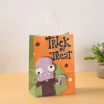 Halloween Party Handheld Kraft Paper Bag Ghost Pumpkin Bag Children's Candy Gift Packaging Cartoon Kraft Paper Bag