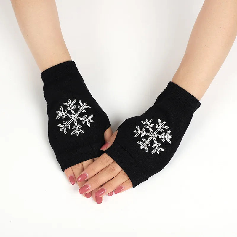 unisex retro bear owl flower knitted fabric gloves 1 pair