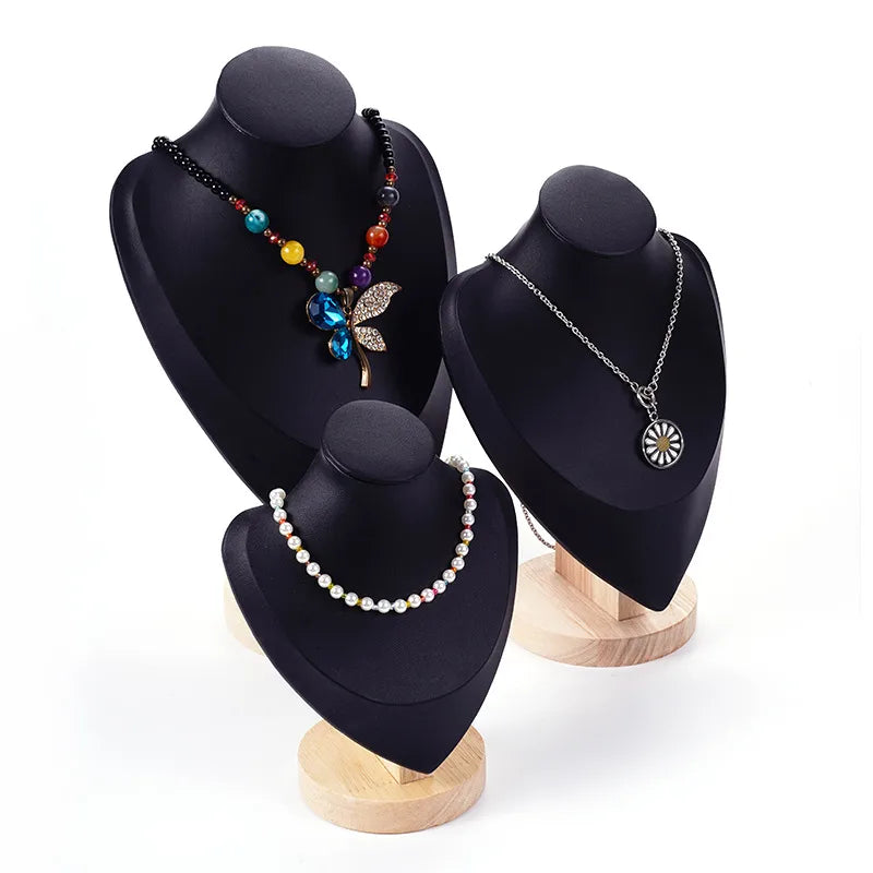 1 Piece PU Wood Simple Style Solid Color Jewelry Display Bust