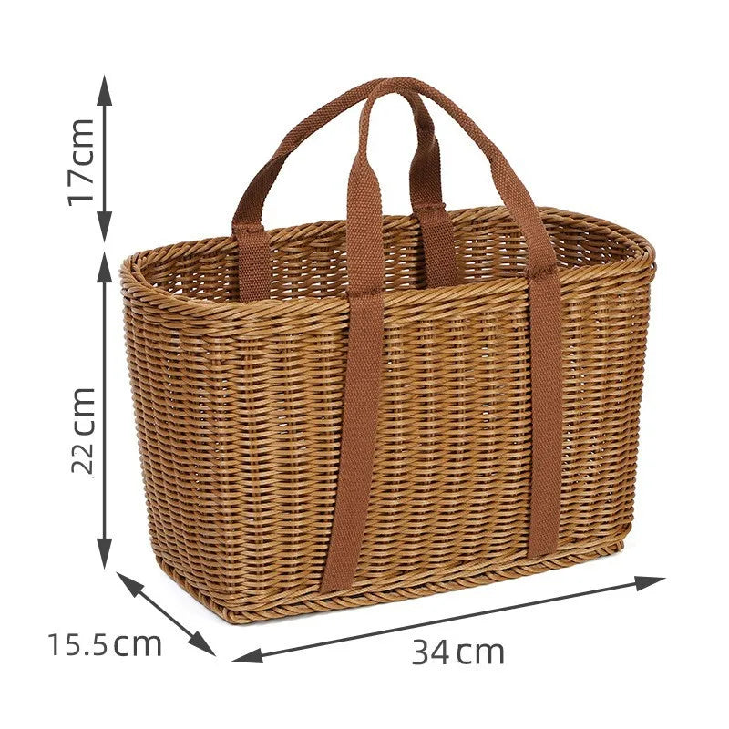 Casual Pastoral Solid Color Imitation Rattan Storage Basket