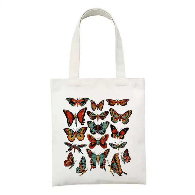women's simple style artistic animal mushroom butterfly shopping bags