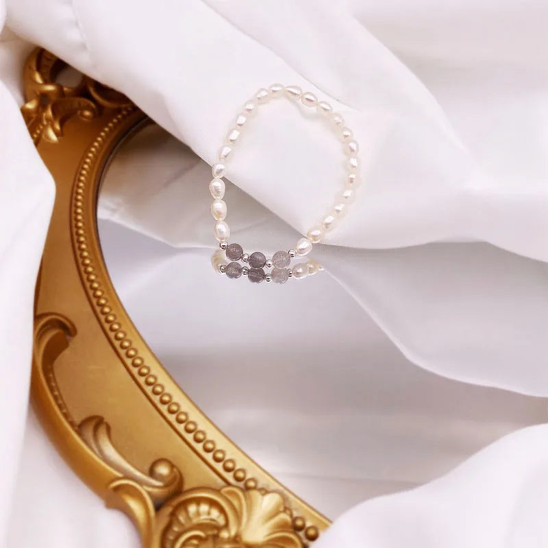 Freshwater Pearl Mixed materials Rose Quartz Beaded Bracelets