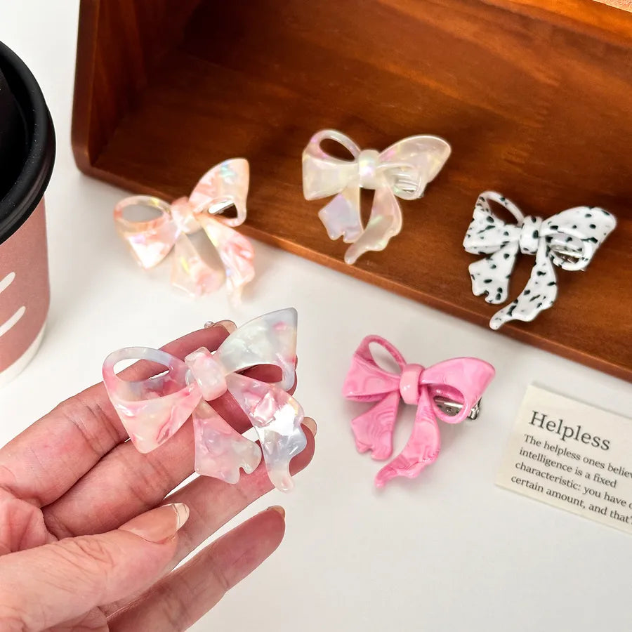 Sweet Versatile 3D Butterfly Knot Hair Clip High Ponytail Side Duckbill Clip Acetate Hair Accessories For Women Simple Style