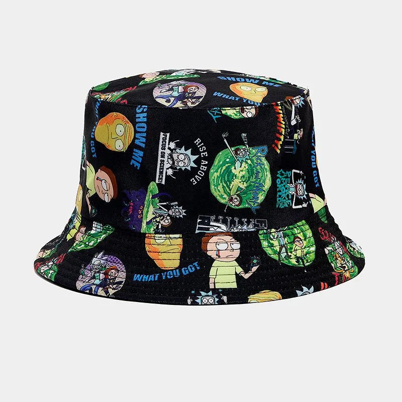 women's elegant basic graffiti printing flat eaves bucket hat
