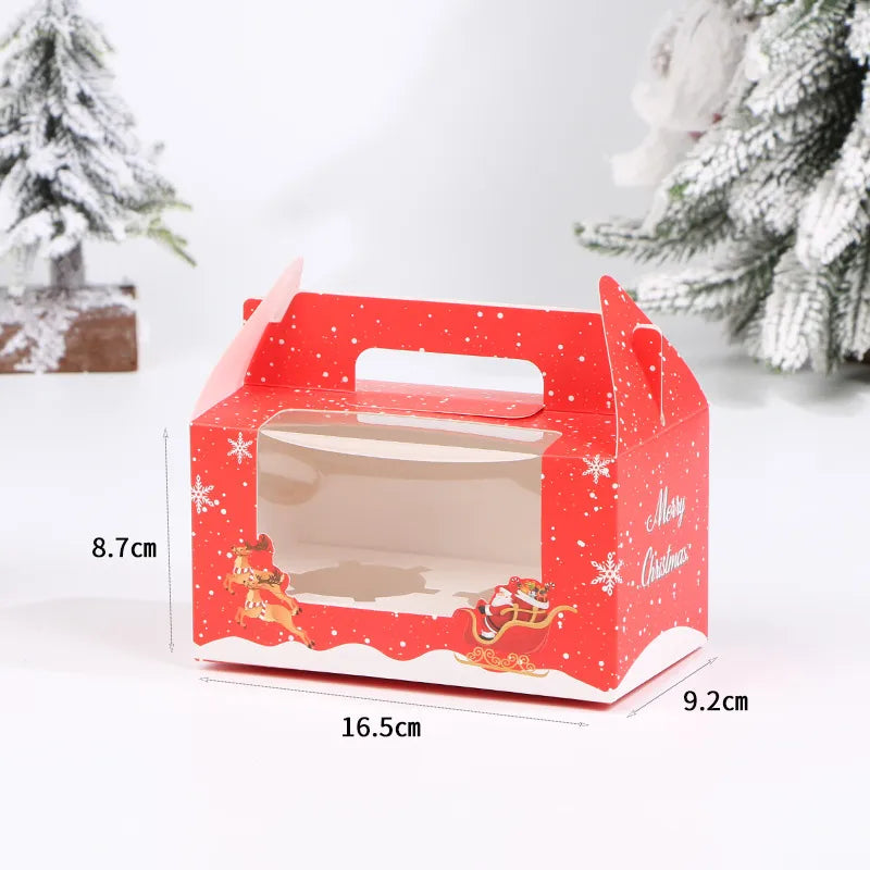 Christmas Handheld Paper Cup Cake Packaging Box Peaceful Fruit Christmas Cupcake Box Baking Supplies Packaging Box