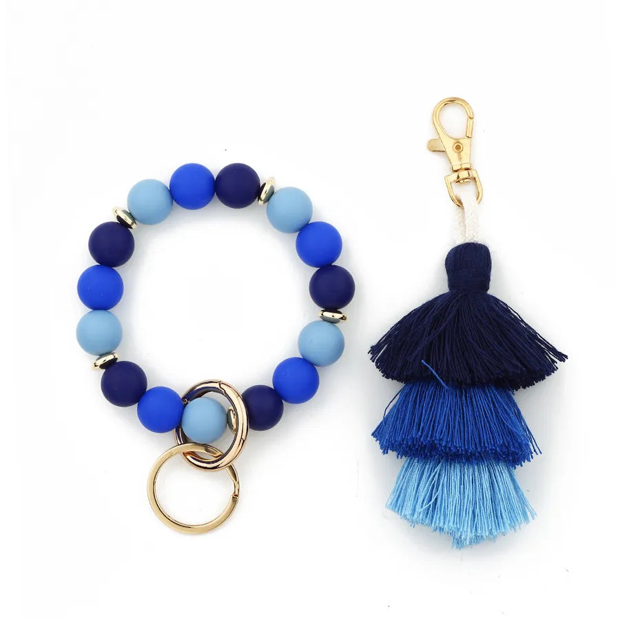 Sweet Geometric Alloy Wood Silica Gel Women's Bag Pendant Keychain