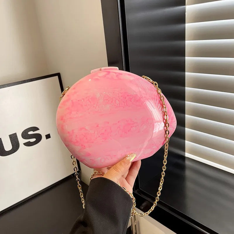 Pink Red Green Arylic Marble Oval Evening Bags