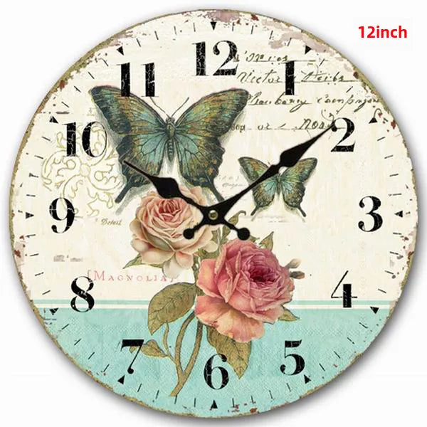 A generation of  wall clock retro simple wooden clock wall hanging decorative round clock creative mute clock
