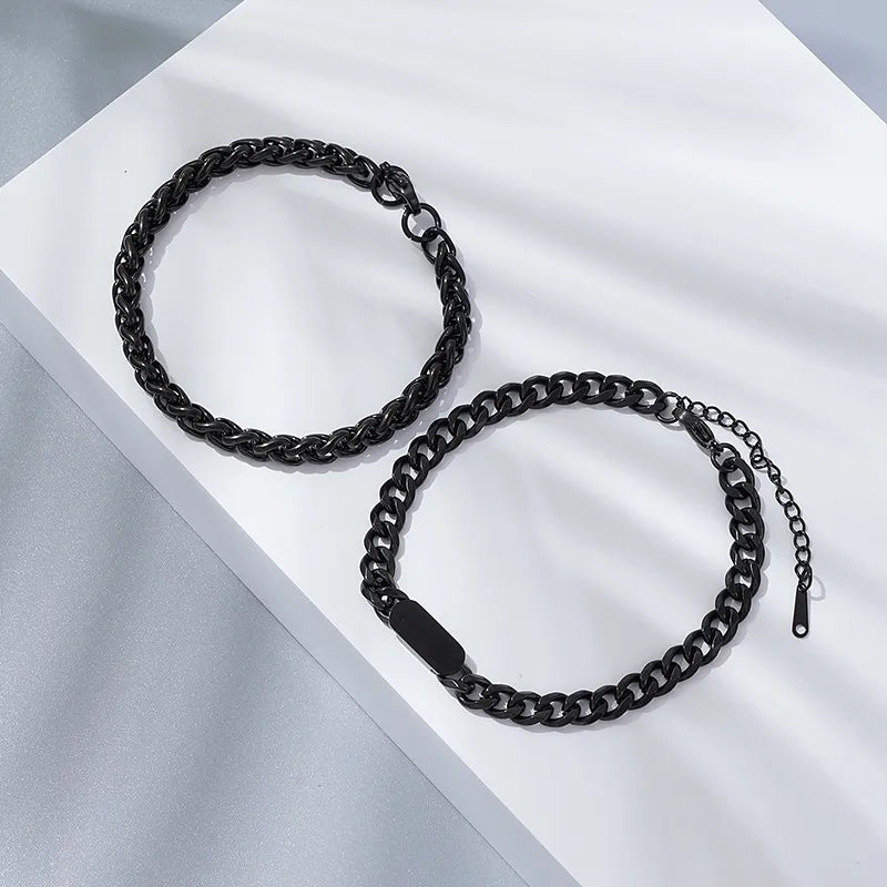 classic style streetwear solid color stainless steel plating 18k gold plated men's bracelets