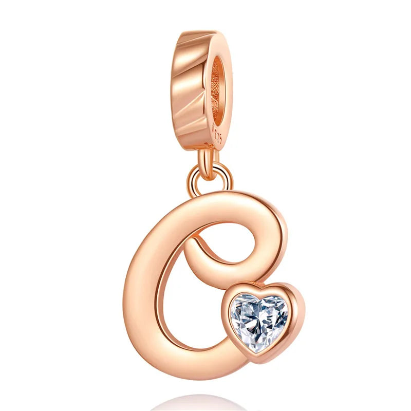 Ornament Letter Pendant S925 White Copper Rose Gold Necklace Pendant Diy Bracelet Charm Cross-Border Hot Sale Accessories