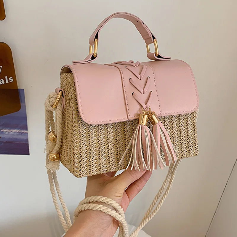 women's small all seasons straw vintage style handbag