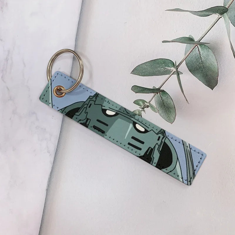 cartoon style cartoon pu leather printing bag pendant keychain