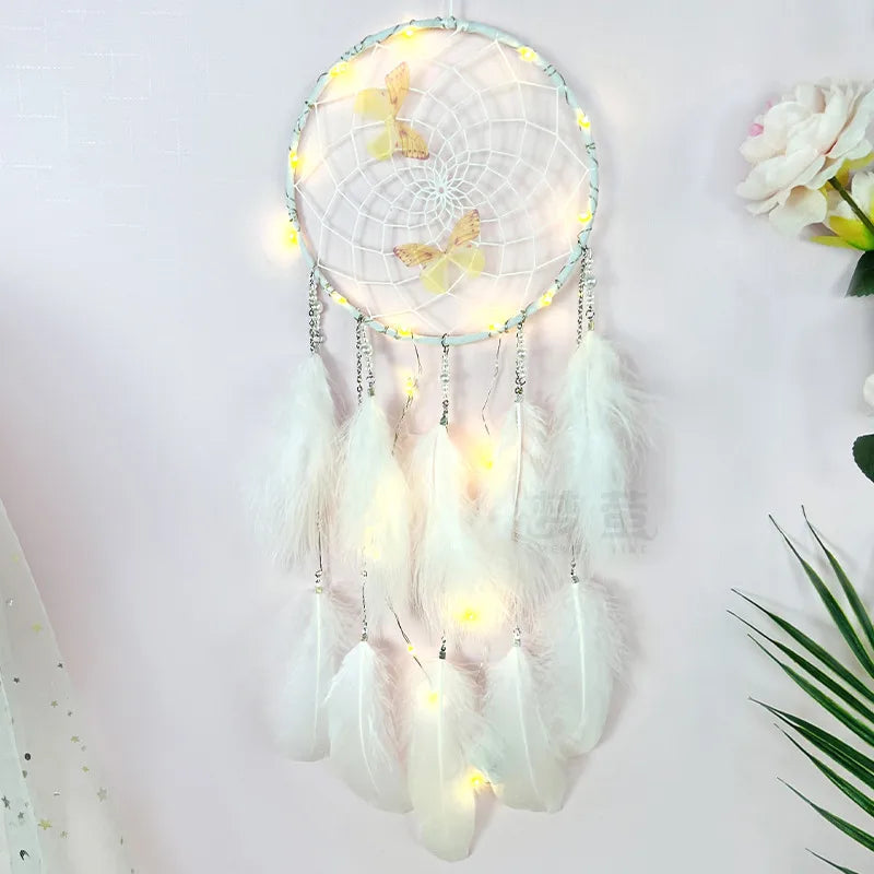 Simple Style Solid Color Butterfly Mostacilla Feather Iron Dreamcatcher Wall Art