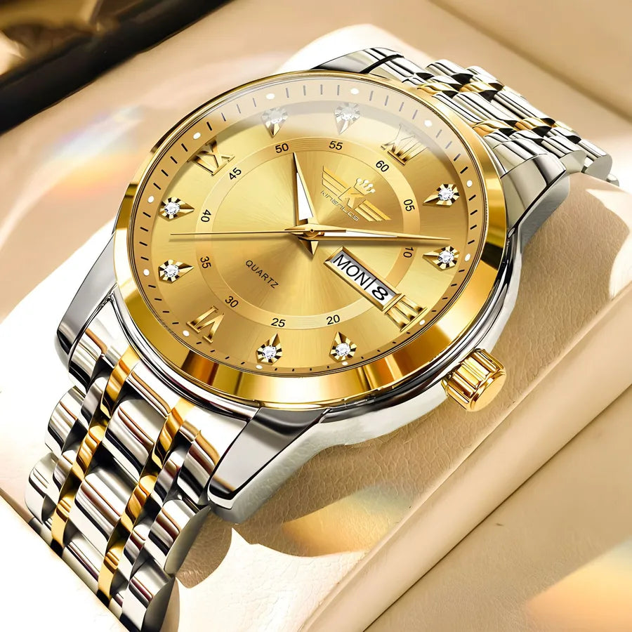 Casual Color Block Single Folding Buckle Quartz Watch Men's Watches