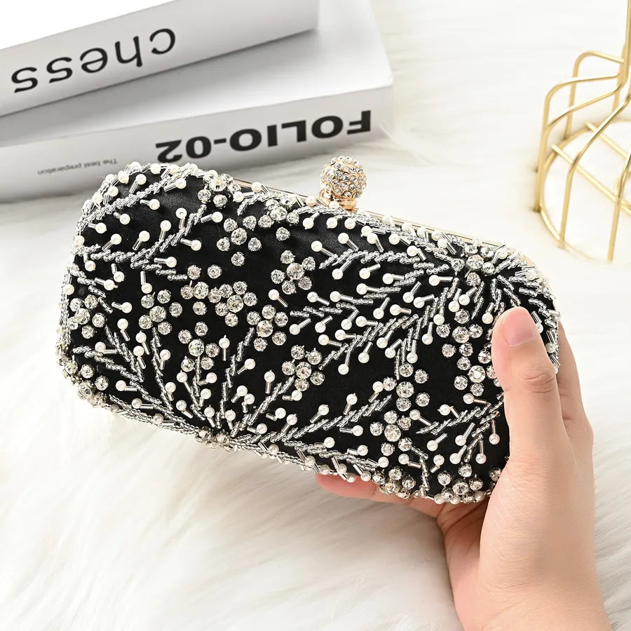 New Diamond-encrusted Evening Bag Pearl Handbag Handmade Beaded Light Luxury Banquet Diamond Bag Crossbody Shoulder Bag