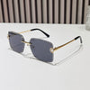 Casual Hip-Hop Color Block Pc Square Rhinestone Frameless Glasses