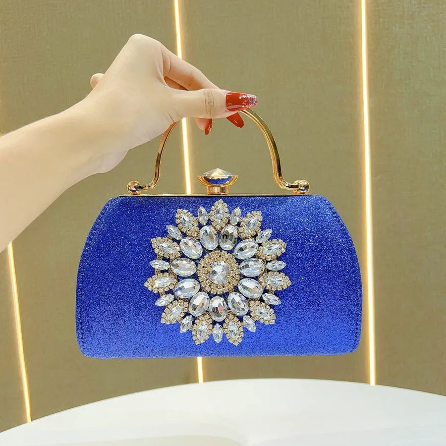 New European Style Water Diamond Embedded Women's Sunflower Evening Bag Shoulder Crossbody Bag For Women Square PVC Handbag