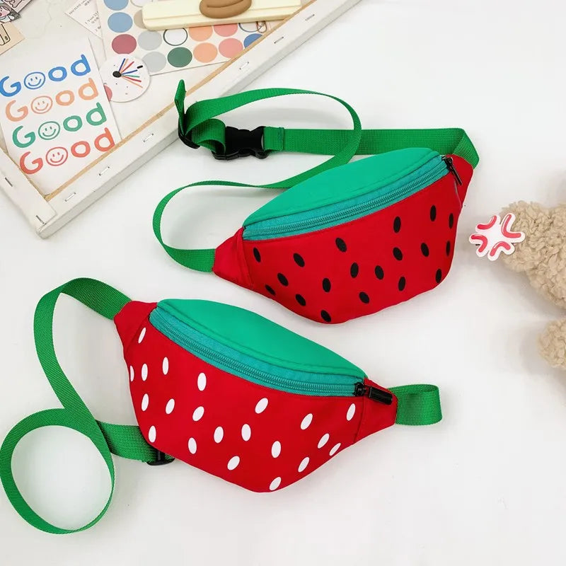 Kid'S Nylon Fruit Cute Oval Zipper Fanny Pack