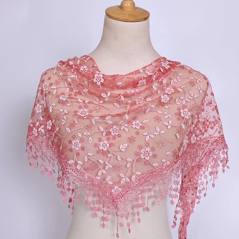 fashion flower polyester lace chiffon scarves