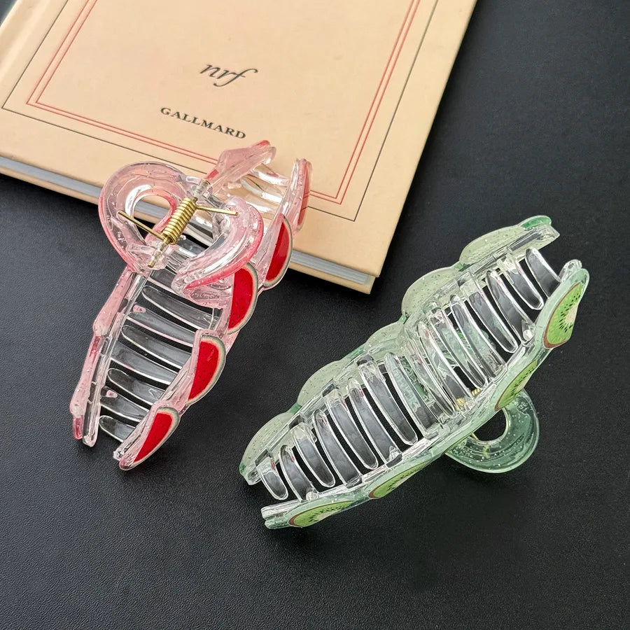 Women's Cute Strawberry Pineapple Watermelon Synthetic Resin Acetic acid sheets Hair Claws