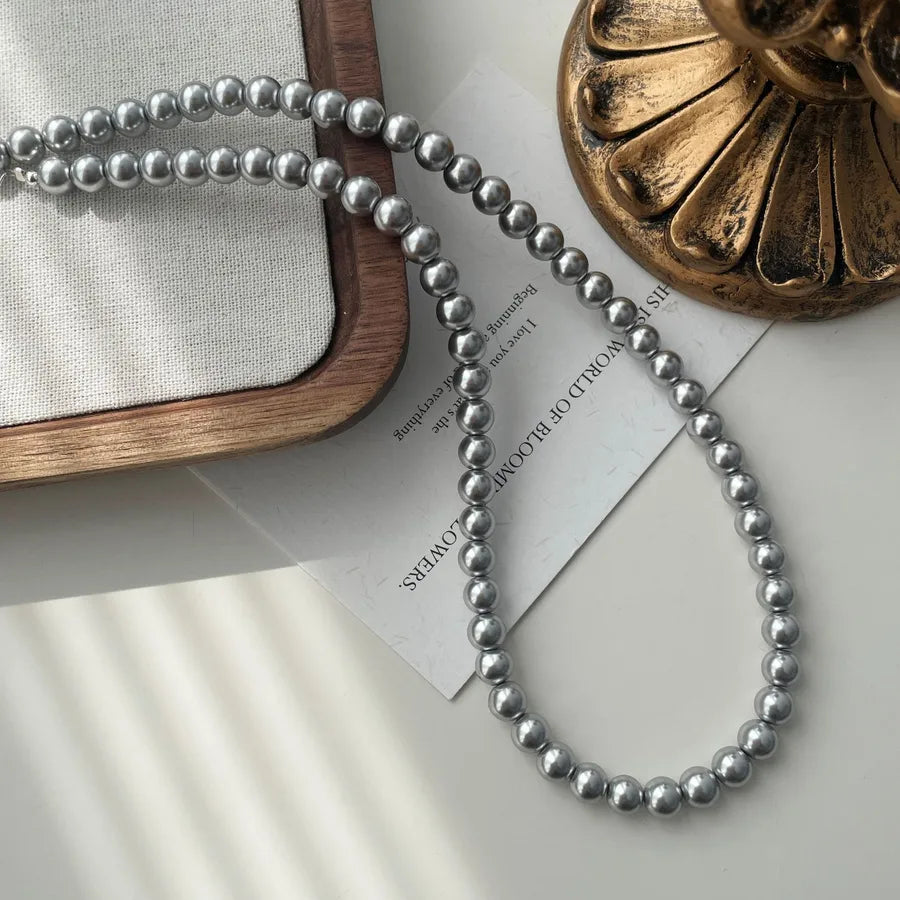 Elegant Simple Style Geometric 304 Stainless Steel Artificial Pearl Wholesale Necklace