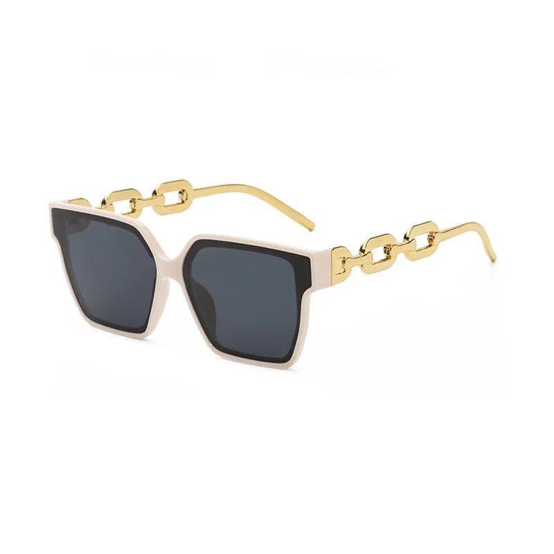 fashion geometric pc resin square metal full frame women's sunglasses
