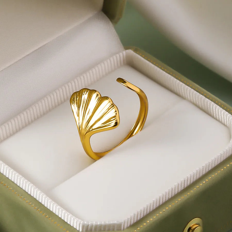 Wholesale Jewelry IG Style Elegant Retro Geometric Leaf Heart Shape 304 Stainless Steel Plating Open Rings