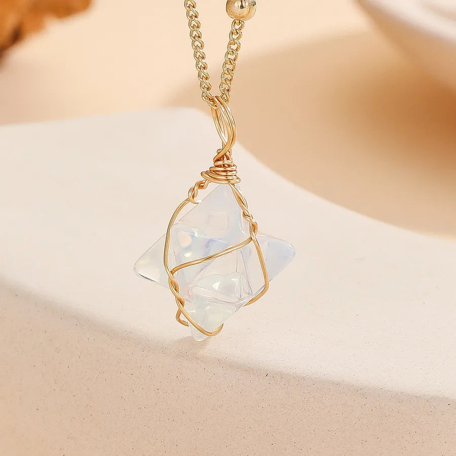 Modern Style Classic Style Irregular 304 Stainless Steel natural stone Pendant Necklace In Bulk