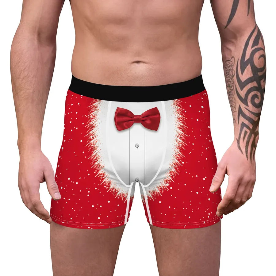 A generation of bow tie Christmas digital printing men's stretch comfortable breathable underwear gift popular boxers