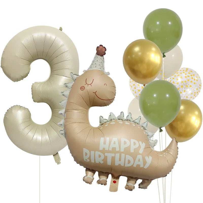 Birthday Cartoon Style Dinosaur Number Aluminum Film Home Birthday Festival Balloons