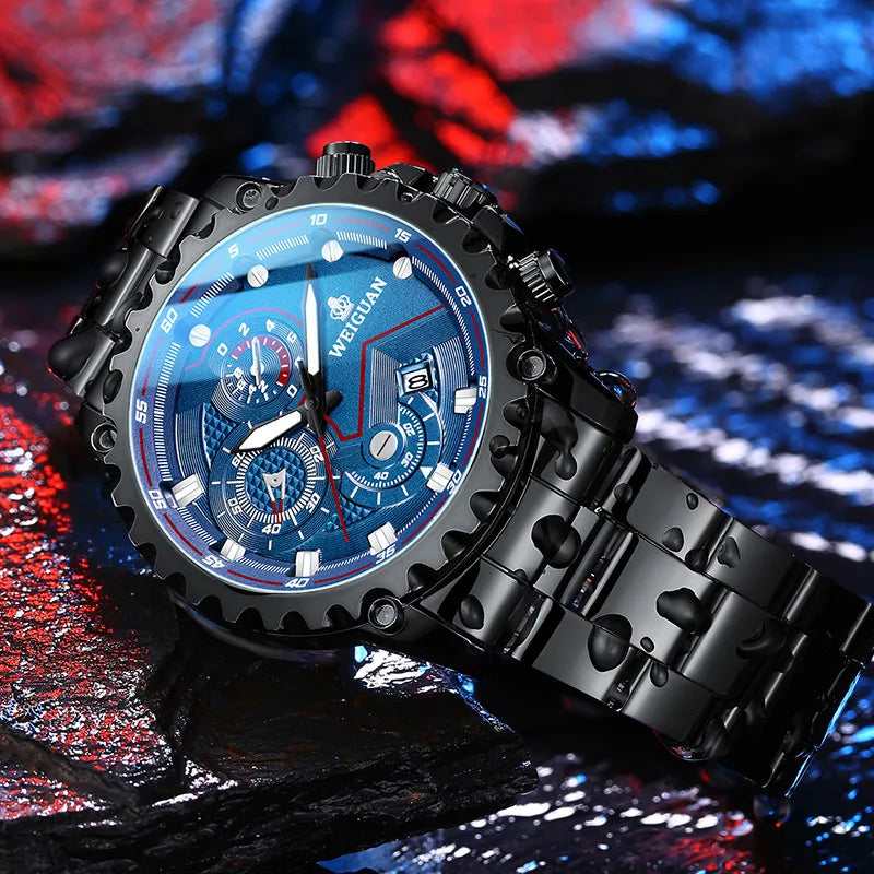 business color block single folding buckle quartz men's watches