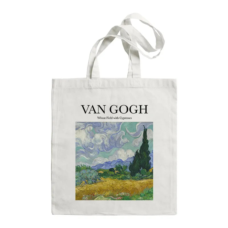 women's retro oil painting shopping bags
