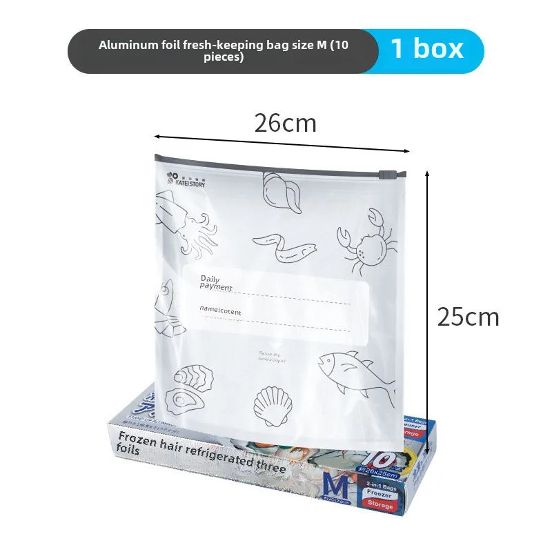 Yoshizaki Aozaki aluminum foil fresh-keeping bag food grade refrigerated sealed bag refrigerator freezer tin foil compact bag