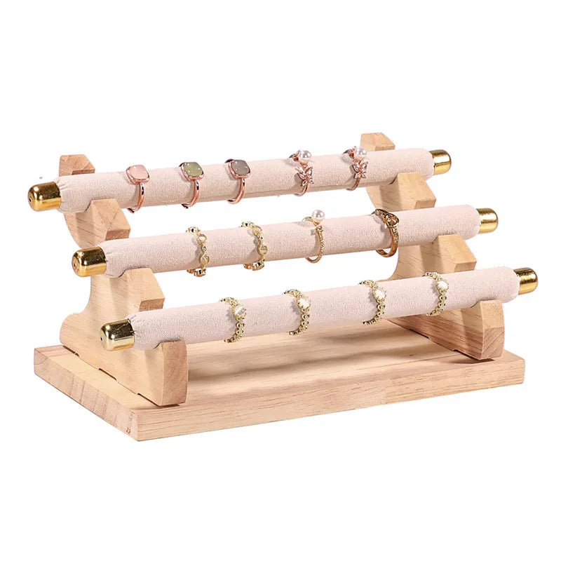 Multi-Layer Solid Wood Ring Stand Jewelry Display Tray Ring Storage Rack Ring Plate Ring Stick Luxury Feeling Jewelry Showcase