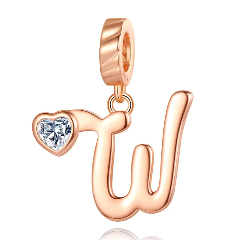 Ornament Letter Pendant S925 White Copper Rose Gold Necklace Pendant Diy Bracelet Charm Cross-Border Hot Sale Accessories