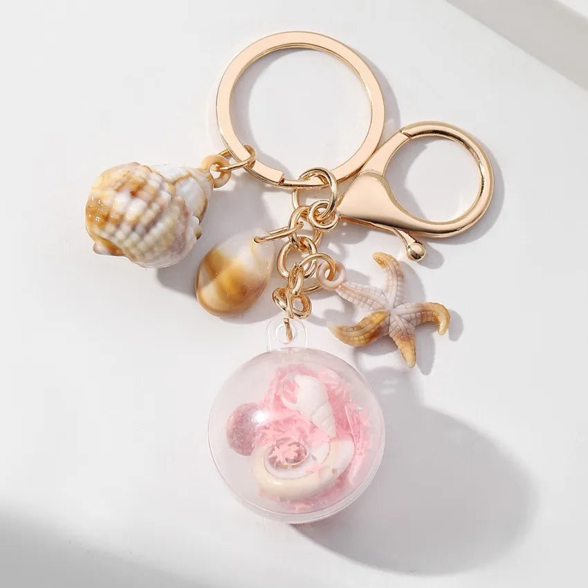Marine Style Starfish Conch Arylic Unisex Bag Pendant Keychain