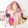 women's vacation color block voile silk scarves