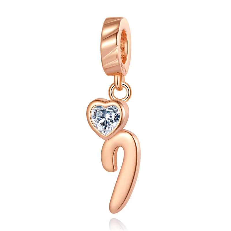 Ornament Letter Pendant S925 White Copper Rose Gold Necklace Pendant Diy Bracelet Charm Cross-Border Hot Sale Accessories