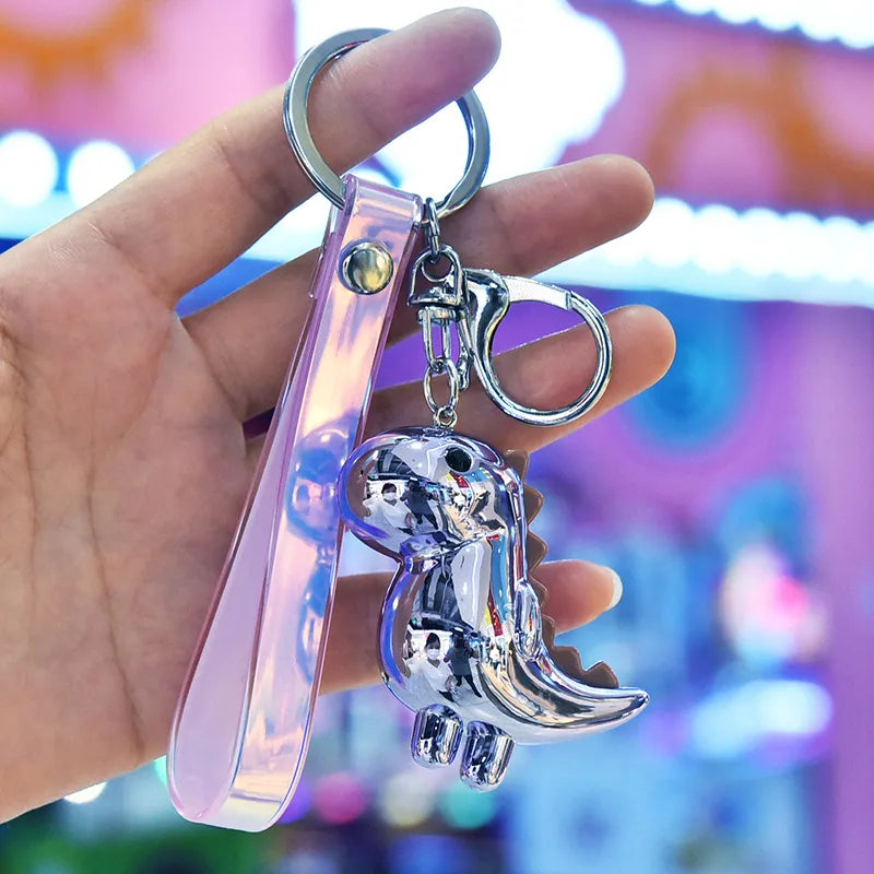 cute little dinosaur doll acrylic key pendant leather cord keychain