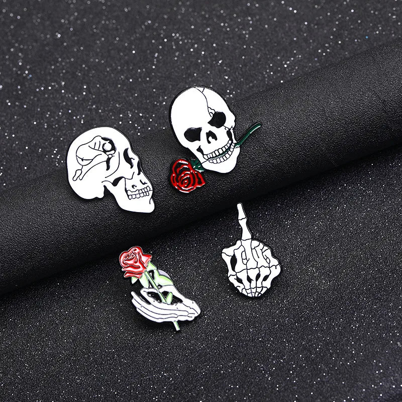 Creative Personalized Skull Series Alloy Pin Brooch Fashion Accessory Drop Oil Design Trendy Brand New  Unisex Style