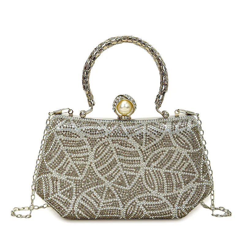Fashionable Diamond Embedded Retro Evening Bag Women's Crossbody Chain Box Bag Special Shape Material Box Style Single Shoulder Strap