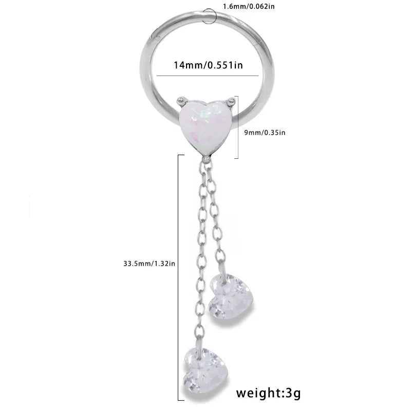 1 Piece Nipple Rings & Studs Hip-Hop Rock Heart Shape 316L Stainless Steel  Copper Plating Acrylic Rhinestones White Gold Plated