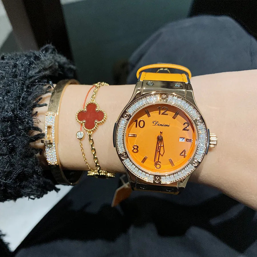 Elegant Solid Color Jewelry Buckle Quartz Watch Women's Watches