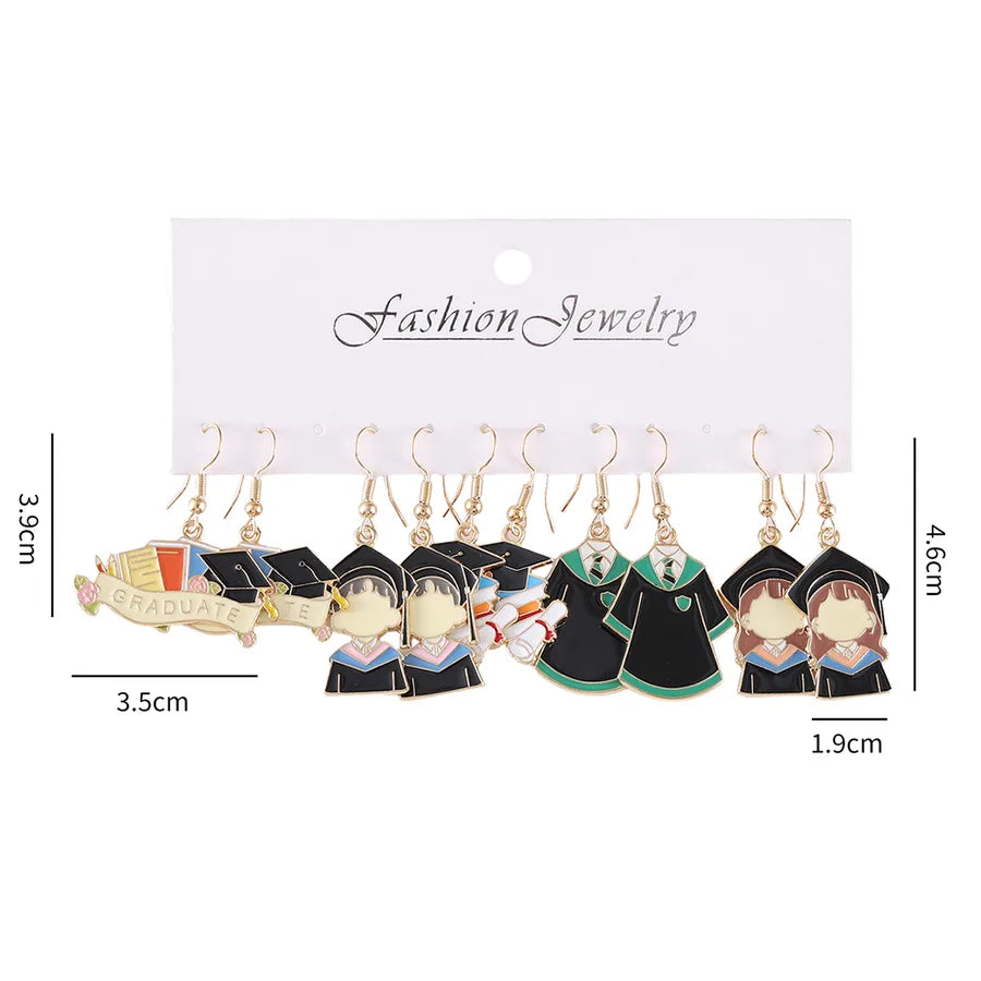 1 Set Cute Retro Preppy Style Trencher cap Student Clothes Alloy Drop Earrings