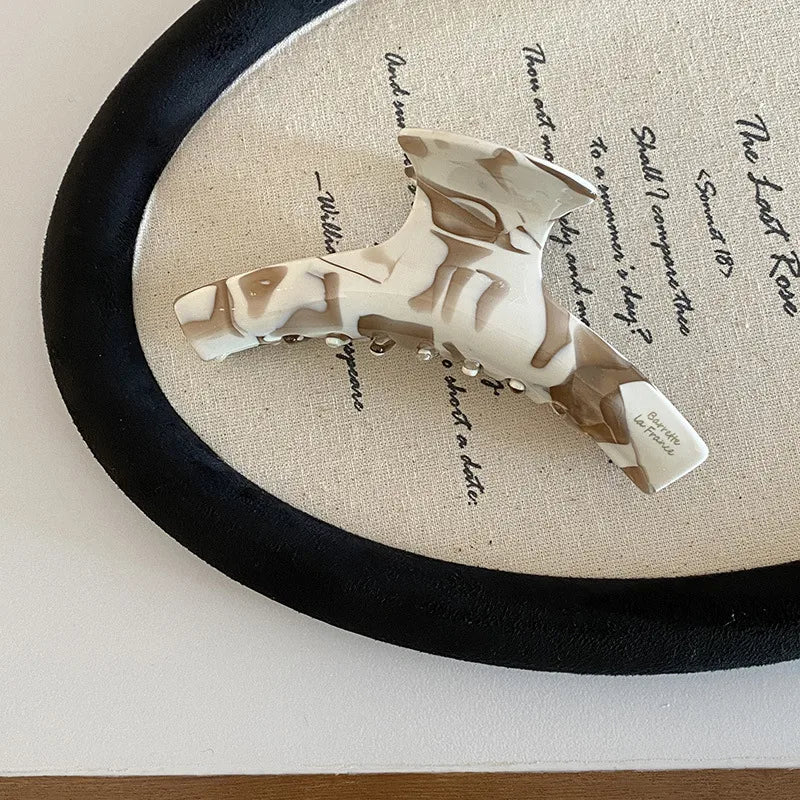 French Style Coconut Latte Hair Claw Clip Acetate Vintage Elegant Coffee Tone Updo Shark Clamp New Model Women's Hair Accessories