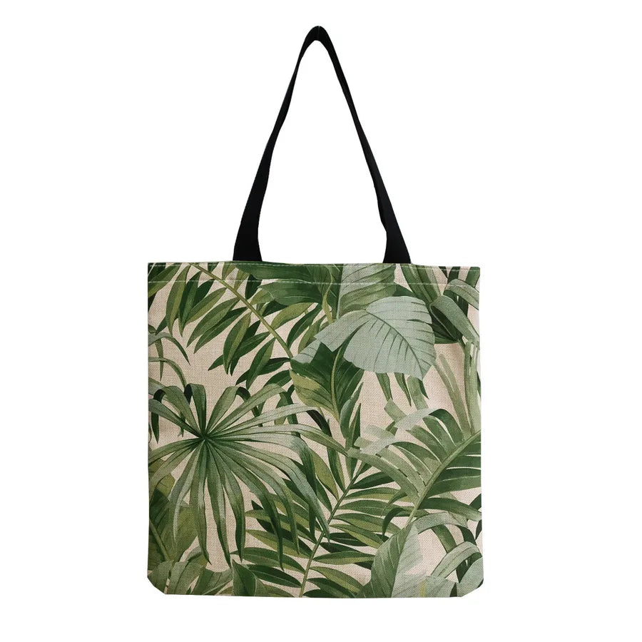 women's tropical leaf shopping bags