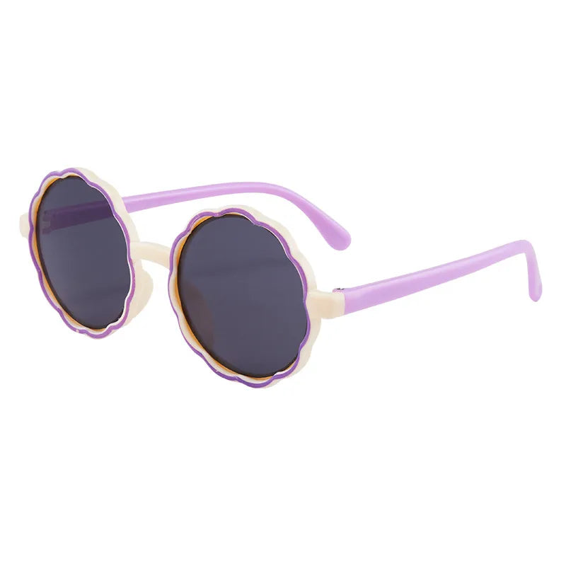 New children's sunglasses fashion cute round frame wave sunglasses trend baby cartoon color sunglasses