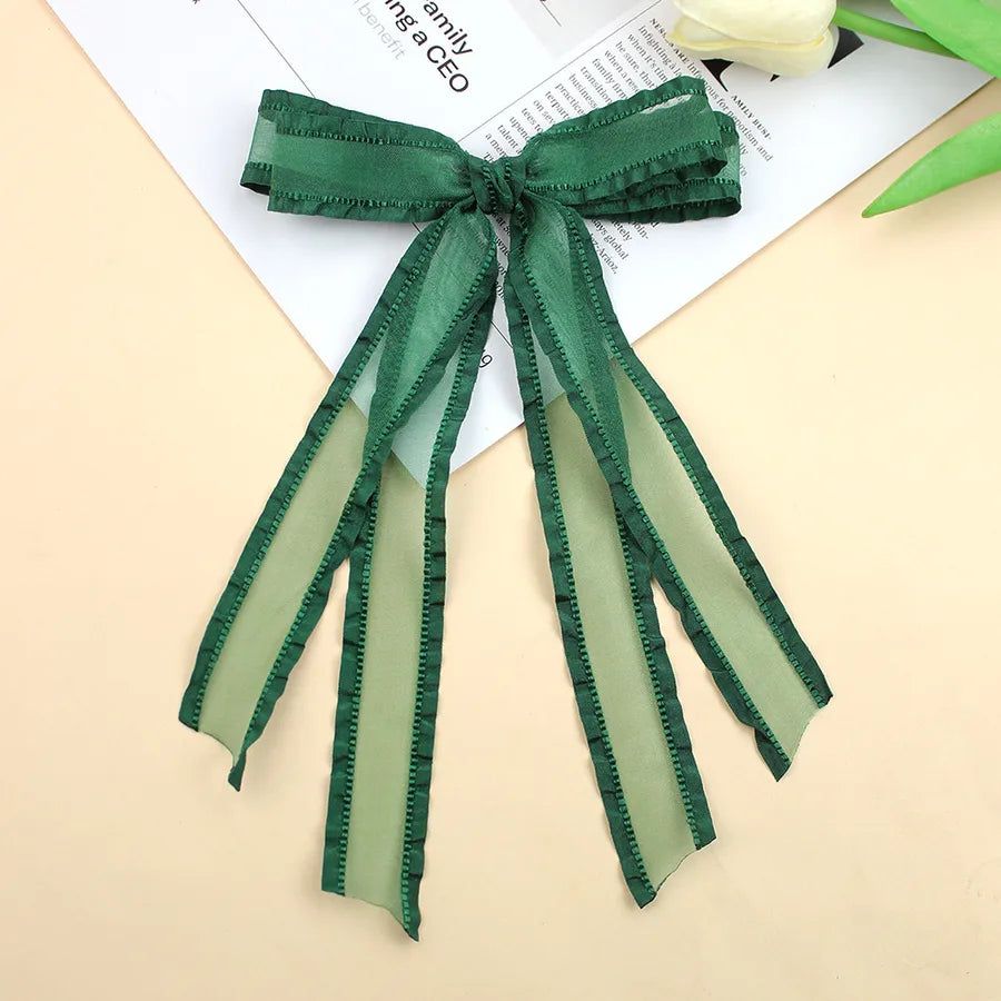 New-New Double Ruffled Ruffled Snow Yarn Bow Ribbon Women's Sweet Double Skirt All-match Girl's Headwear