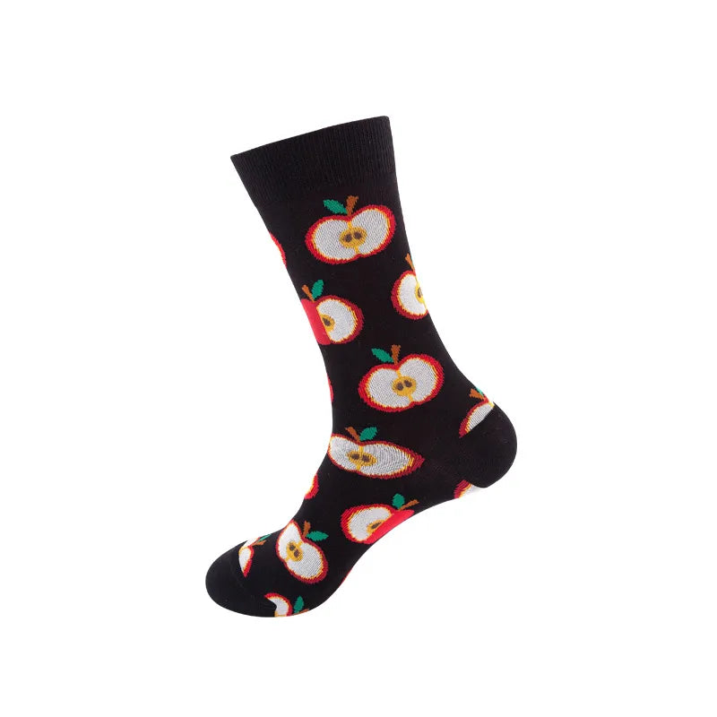 Men's Cute Modern Style Hamburger Avocado Apple Cotton Jacquard Ankle Socks A Pair